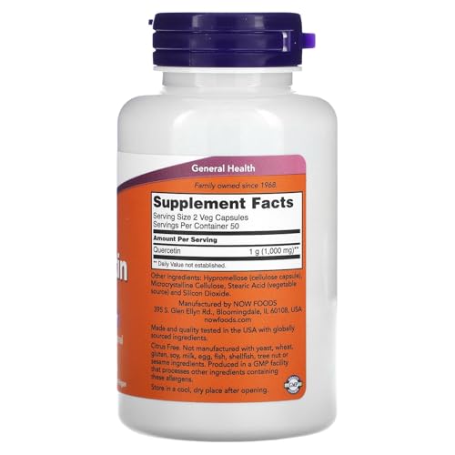 NOW Quercetin 500mg,100 Veg Capsules