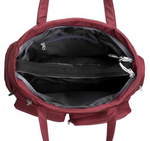 Image of Lusive's Double Pocket Handbag for Women: Stylish, Ideal Companion for Work, Travel, Polyester Material, Spacious 10-liter Capacity, 6 Pockets. (Black & Grey)