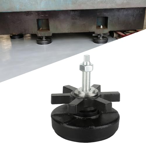 MUHOUZHINANG Heavy Duty Machine Leveling feet, 5.12" Dia Base，M16 Thread, 3300 Lb Capacity，Capacity for CNC Machine Tools, Injection Molding Machines, Industrial Equipment (D130xM16x80,1 Pcs,Black)