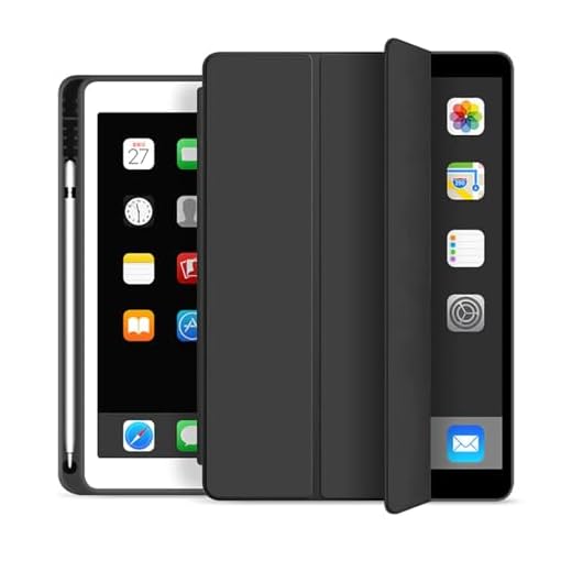 Capa Protetora Para iPad 5ª e 6ª Geração 9.7" Smart Case Com Suporte a Caneta Anti Impacto Magnética Slim Premium Resistente Funcional com Design Fino (Preto)