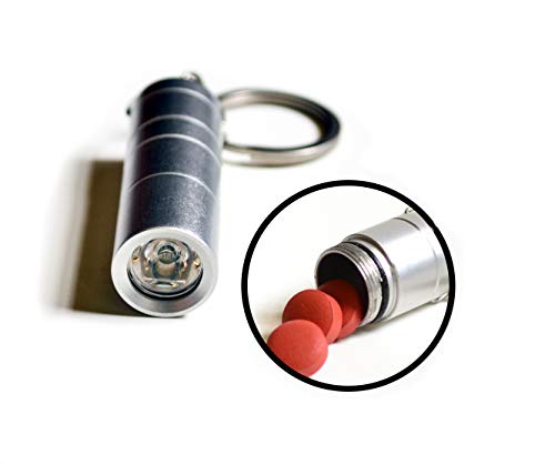 Discreet Pill Holder/Container Keychain Stash Box Disguised as Fully Functional Mini LED Flashlight with Secret Compartment