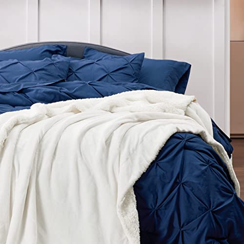 Image of Bedsure GentleSoft Sherpa Fleece Twin Size Blanket for Couch, Non-Heated, Thick and Warm Throw for Women and Men, Soft Fuzzy Plush Twin Blanket for Winter, White, 60x80 Inches