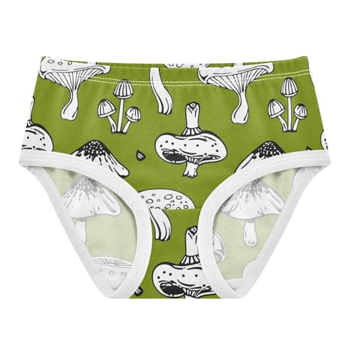 Toddler Girls Underwear 2t Cotton Panties Little Girl Fancy Briefs Undies Kids White Mushrooms Olive Green