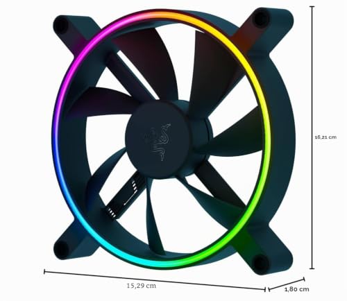 Razer Kunai Chroma- Hydraulic RGB LED PWM Performance Fan (140mm)- Ventilateurs hydrauliques aRGB PC (connectez jusqu’à 8 ventilateurs, prise en charge du contrôleur de ventilateur PWN) 1 ventilateur