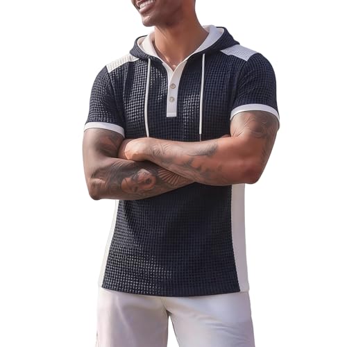 Sweat à capuche court gaufré homme léger pour sport et bureau