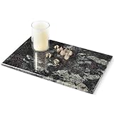 Koville Natural Marble Cutting Board for Kitchen Counter, 12' x 8' x 0.4' Real Stone Slab Marble Cheese Board for Home Decor, Granite Pastry Boards Granite Cutting Boards Candle Plate - Black Fantasy
