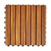 VIFAH V355 8-Slat Acacia Hardwood Interlocking Deck Tile, Teak Finish, Pack of 10 Tiles