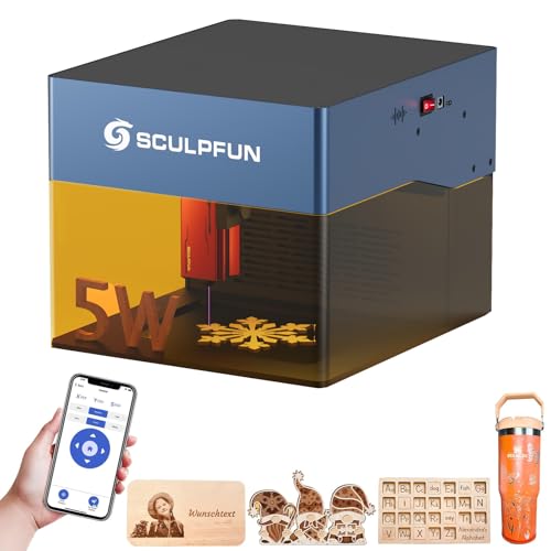 SCULPFUN iCube Pro 5W Engraving Machine, Mini Portable Desktop Engraver Cutter for Wood Black Acrylic and 304 Stainless Steel with Smoke Filter, Support Bluetooth Connection, Working Area 125×125mm SCULPFUN iCube Pro 5W Engraving Machine, Mini Portable Desktop Engraver Cutter for Wood Black Acrylic and 304 Stainless Steel with Smoke Filter, Support Bluetooth Connection, Working Area 125×125mm