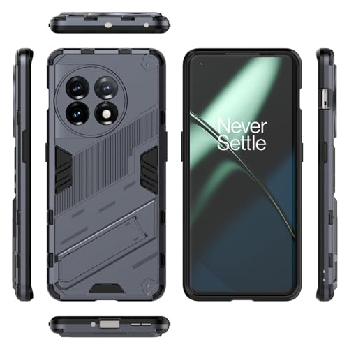 Image of SPL Punk Armor Bumper Back Case Cover for OnePlus 11 5G | Holder & Kickstand in-Built | 360 Degree Protection Back Case Cover (Grey)