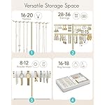 Vlando 3 Tier Jewelry Stand Organizer with Tary, Leather Jewelry Holder Display for Women, Gold Jewlery Holder Display for Necklace, Earring, Bracelet, Rings - White - Image 3
