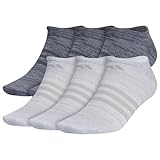 adidas Superlite No Show, Arch Compression Socks for Men, Athletic, Durable, Lightweight, Breathable, 6-Pack, White/Wonder Silver/Onix Grey, Large