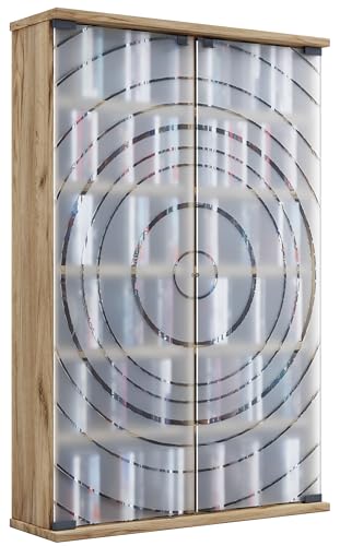 VCM Bois,CD,DVD,Stand,étagère,Armoire,Rangement,étagère sur Pied,Support,Porte en Verre,Tilano,L Chêne Miel