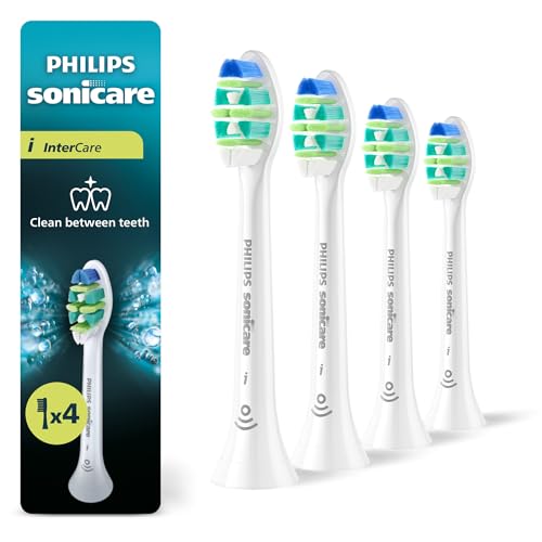 Philips Sonicare InterCare - Genuine Replacement Electric Toothbrush Heads, White, 4 Pack, HX9004/87