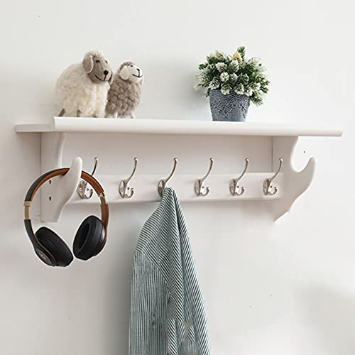 Perchero de pared de madera rústica con estante y ganchos para entrada, baño, sala de estar, dormitorio, ganchos de pared para decoración del hogar y almacenamiento