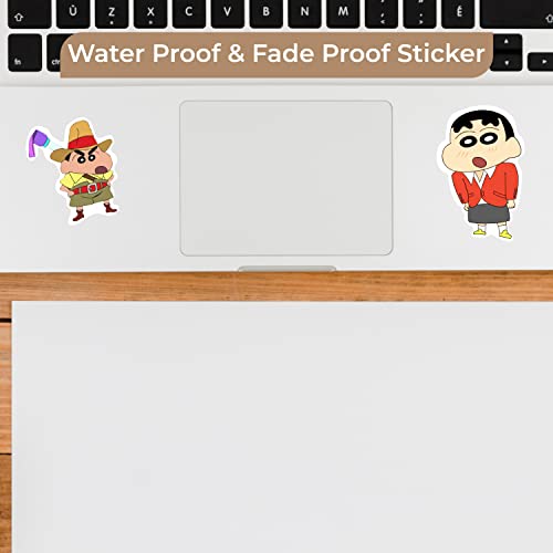 Image of FlyBuyHub Shinchan Aesthetic Vinyl Journal Stickers for Phone Case, Laptop, Notebook, Dairy, Water Bottle, School Bag, Etc Self-Adhesive Stickers Set of 50 Glossy and Waterproof Stickers (Shainchan)