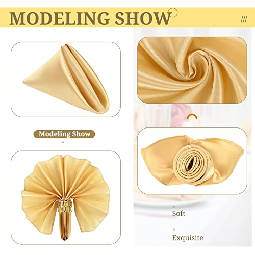 Champagne Satin Napkins Cloth 40 Pieces Square 20 X 20 Inches Soft Smooth Fabric Table Napkins Washable Satin Cloth Napkins For Weddings Parties Holiday Dinner Thanksgiving Christmas (Champagne) #TOP5