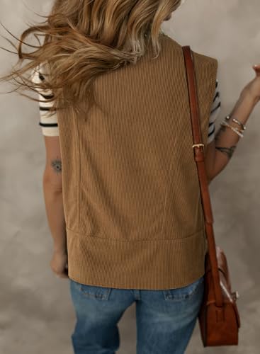 Dokotoo Womens Corduroy Vests Outerwear 2025 Button-Down Lightweight Waistcoat Sleeveless Jacket Casual Vest2