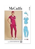 McCall's Misses' Knit Scrub Tops, Cap, Pants, and Jogger Sewing Pattern Kit, Design Code M8421, 16-18-20-22-24, Multicolor