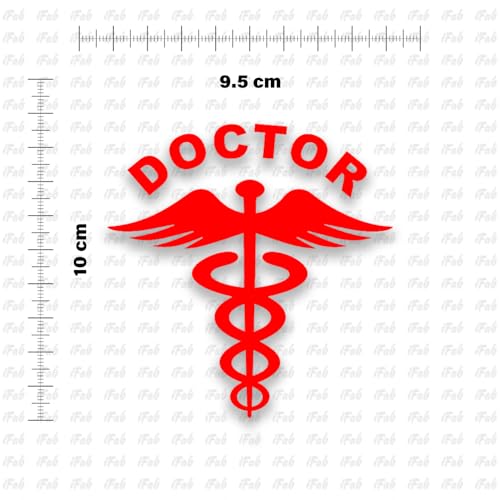 Image of Doctor Stickers for Car - Doctor Logo Reflector Decal Sticker for Cars, Waterproof Stickers, Size 10 x 9.5cm (Pack of 2) (Red)