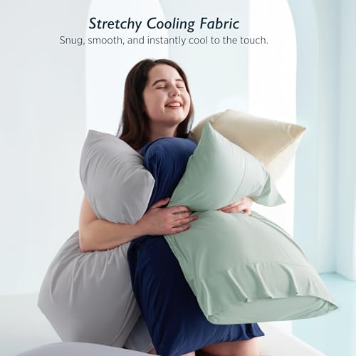 Breescape Cooling Pillow Cases King Size Set of 2, BlendTek™ Cooling Technology for Hot Sleepers & Night Sweats, Silky Soft Cool Pillowcases for Hair & Skin Care, 20" x 36", Ivory by Breescape - Image 8