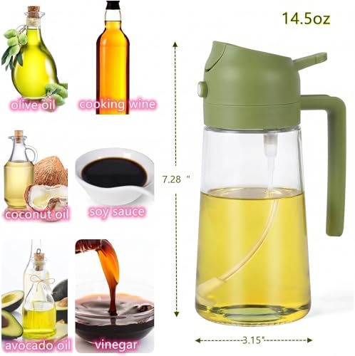 Image of Carrot 2-in-1 Glass Oil Dispenser and Sprayer Bottle for Kitchen (500ml) | Premium Spray & Pour Bottle | Food-Grade Leakproof Oil Cruet for Cooking, Air Fryer, Salad, Baking Color May Vary