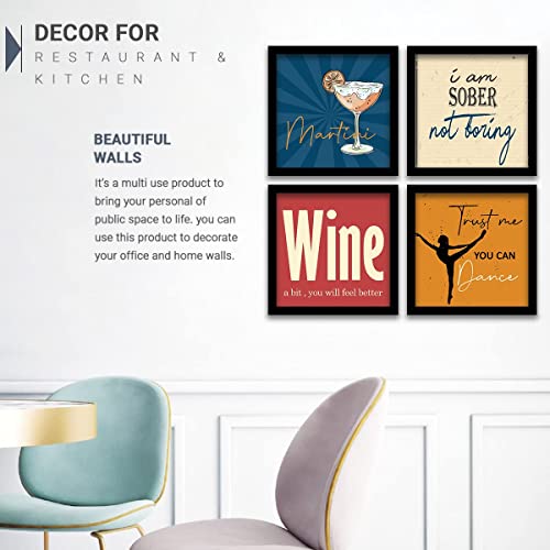 Image of kotart - Framed Wall Posters for Bar Kitchen Restaurant Decor - Bar Theme Frames - Set of 4 (13 x 13 inch) (Art 16, Big)