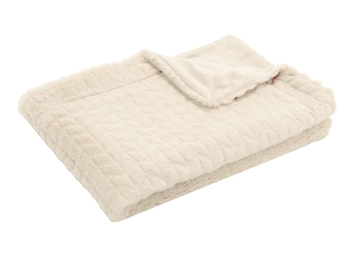 Plaid Chevron crème Amadeus 130x170 couverture jeté lit