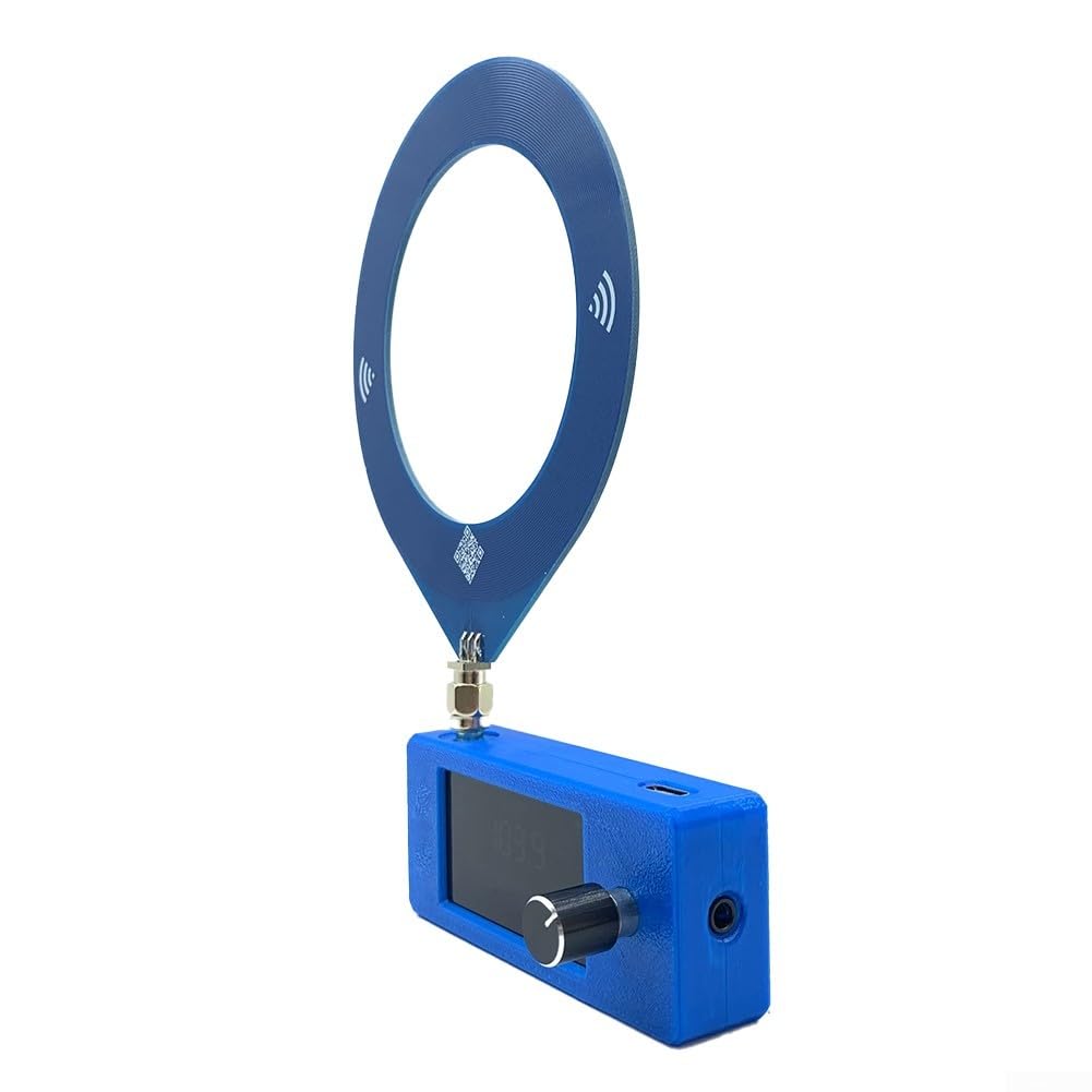 Receptor de radio de bolsillo, radio SI4732 de tamaño de bolsillo de 0.5-108 MHz, mini radio LSB USB AM FM con pantalla de 1.9 pulgadas de 170 x 320, para ESP-32-S3 (anillo azul)