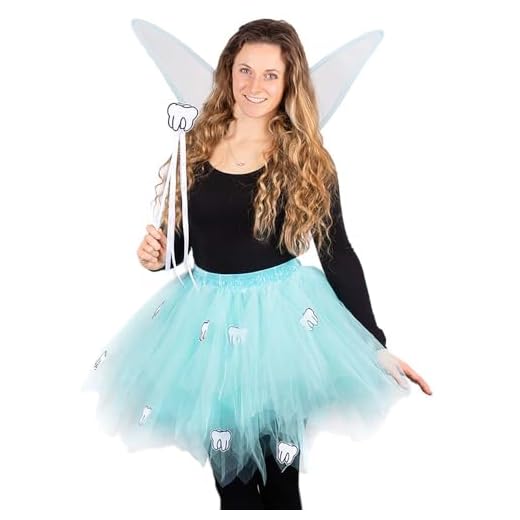 Goldschmidt Zahnfee Kostüm Set | Tüllrock Flügel & Feenstab | Damen Verkleidung Fasching Karneval