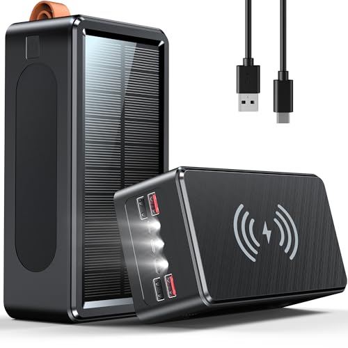 Feidyns 80000mAh Power Bank 35W Fast Charging Solar Charger - High Capacity Wireless Charger Power Bank for Camping Travel Emergencies Tech Devices | 7-Port PD/USB-C LED Flashlight