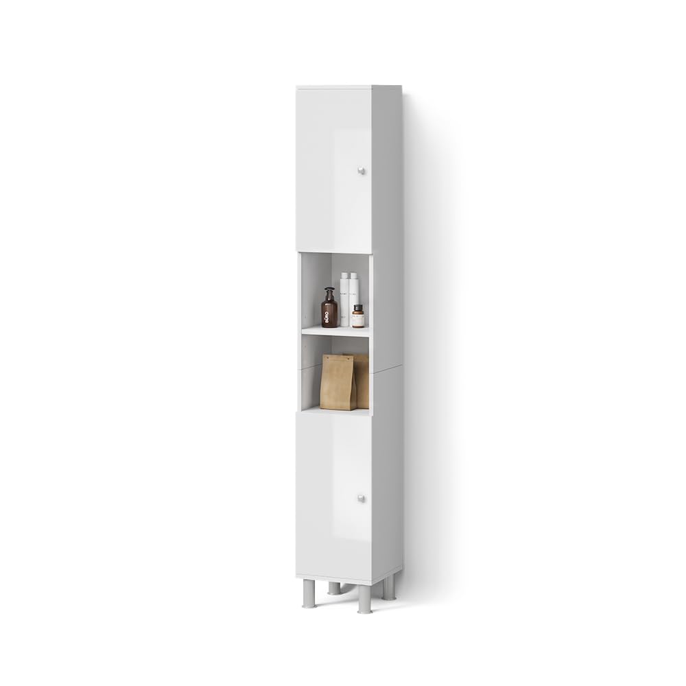 Livinity Meuble mi-Haut de Salle de Bain Fucino Blanc Brillant 30x190cm