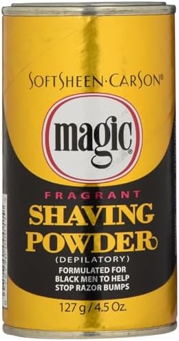 SoftSheen-Carson Magic Razorless Shaving for Men, Magic Shaving Powder with Fragrance, Coarse Textured Beards, Formulated for Black Men, Depilatory, Helps Stop Razor Bumps, Since 1901, 4.5 oz