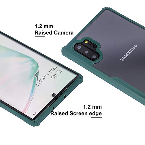 Image of LIRAMARK Transparent Clear Shock Proof Back Cover Case Designed for Samsung Galaxy Note 10 Plus - Pine Green