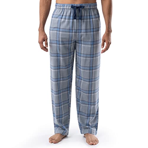 Izod Men's Heather Flannel Sleep Pant, Grey/Blue Plaid, Medium #TOP19