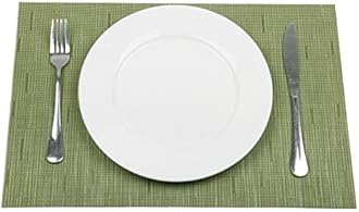 SHACOS Placemats Set of 6 Woven Vinyl Place Mats for Dining Table Wipe Clean Non Slip Christmas Table Mats (6, Olive Green)