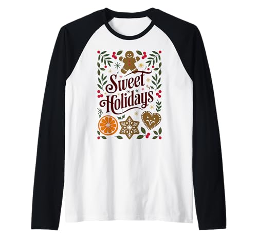Sweet Holidays Christmas Gingerbread Arte festiva Maglia con Maniche Raglan