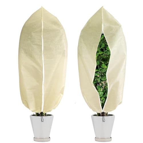 2pcs Fundas Invernales para Plantas – 80x100CM, Bolsas de Protección contra Heladas, Manta Resistente con Cremallera y Cordón para Plantas(100 * 120cm)