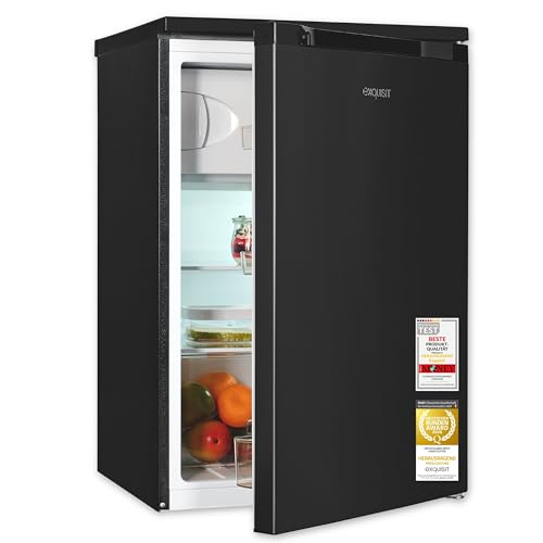 Exquisit Kühlschrank mit Gefrierfach, 107 Liter, kleiner Kühlschrank, 4-Sterne-Gefierfach, Kompakt, Freistehend, KS516-4-051C inoxlook-az