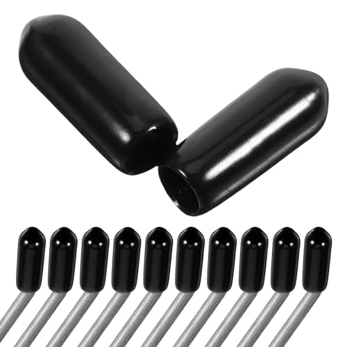 WATIIFUFU 250pcs Black 5mm Inner Diameter Vinyl Pegboard Hook Tip Safety Caps, Flexible PVC Thread Protection Covers for Industrial Rack Hooks and Hanging Tool Accessories