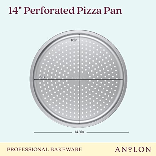 Anolon Pro-Bake Aluminized Steel Bakeware Perforated Pizza Pan, 14 Inch - Silver #TOP1