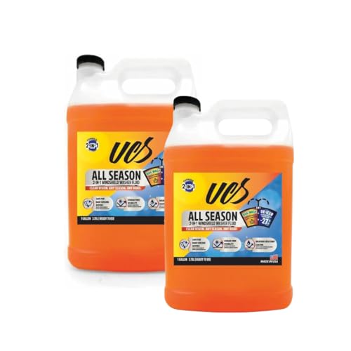 UCS Advanced All-Season Windshield Washer Fluid Winter Protection to -27°F | 2-in-1 Bug Wash & Water Beading Technology | Streak-Free Visibility 1 Gallon PACK OF 2