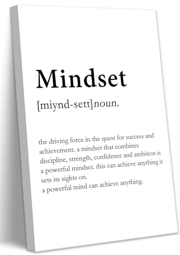 Inspirational Canvas Wall Art Picture Motivational Quotes Poster Prints Mindset Definition Painting Black and White Positive Office Wall Decor for Living Room Bedroom 12x16in Framed Ready To Hang