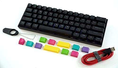Teclado mecânico 60% ANNE PRO 2 com fio/sem fio (switch Vermelho Gateron/armação preta) – teclas com