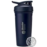 BlenderBottle Sport Insulated Stainless Steel Shaker Bottle with Wire Whisk, 24-Ounce, Navy – Protein Shakes & Hydration for Athletes & Fitness Enthusiasts, Easy Mixing, Lockable Lid