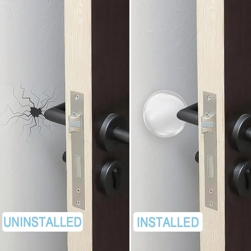 Image of Marve Round Door Handle Stopper Pieces 6 of Clear Rubber Door Knob, Round Wall Shield Cushion, Quiet Wall Protector for Door Handle, Guard Door Bumper Silencer Self Adhesive