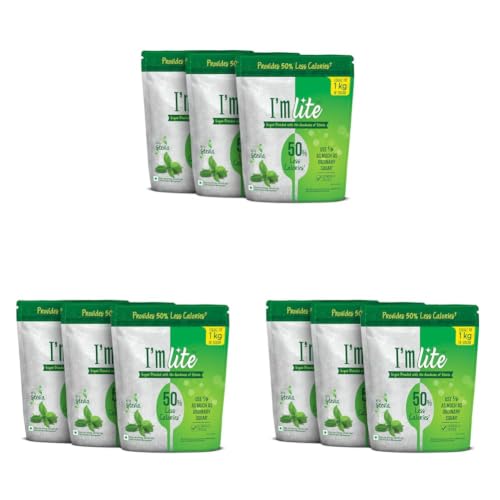 Image of I'm Lite - Sugar blended with Stevia, 50% less calories, 500 g Pouch (Pack of 9)