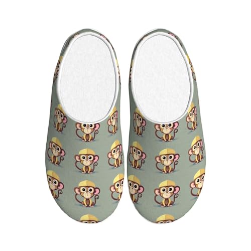 Chaussons peluche singe EdWal anti-glisse contre les pieds froids en hiver