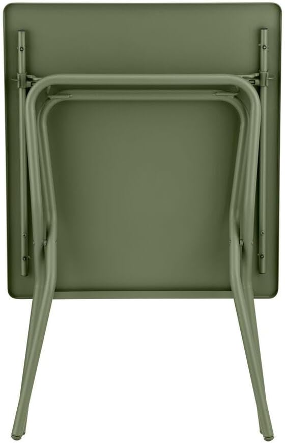 Lafuma Balcony II Colorblock Steel Compact Square Folding Multipurpose Accent Table for Outdoor Backyard Patios and Decks, Moss