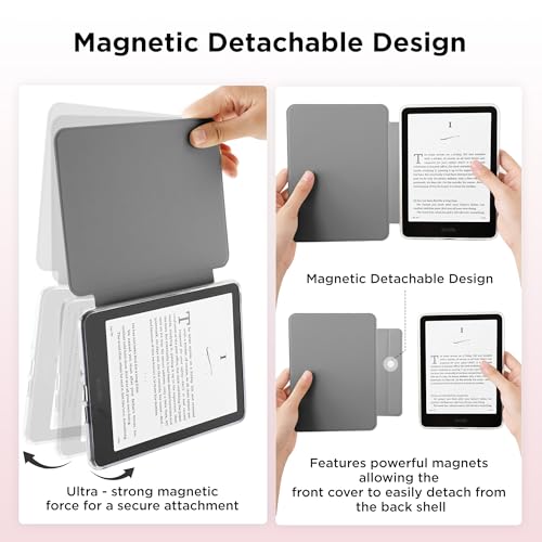 SESENSE Detachable Magnetic Case for 7'' Kindle Paperwhite 12th Gen 2024 and Kindle Colorsoft Signature Edition, Slim PU Shell Cover Case with Auto Wake/Sleep, Rainbow by SESENSE - Used condition - Image 3