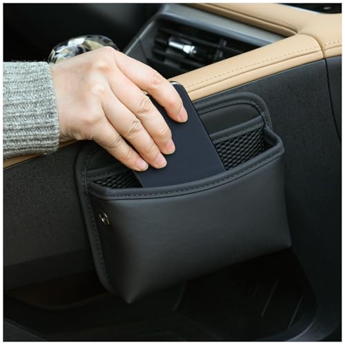 ASKKLP Autositze Seitentasche Aufbewahrungsbox für Corsa D E 2006-2019, Gap Organizer Storage Box, Seitlicher Organizer für Autositze, Leder Aufbewahrung Innenraum,A-Black